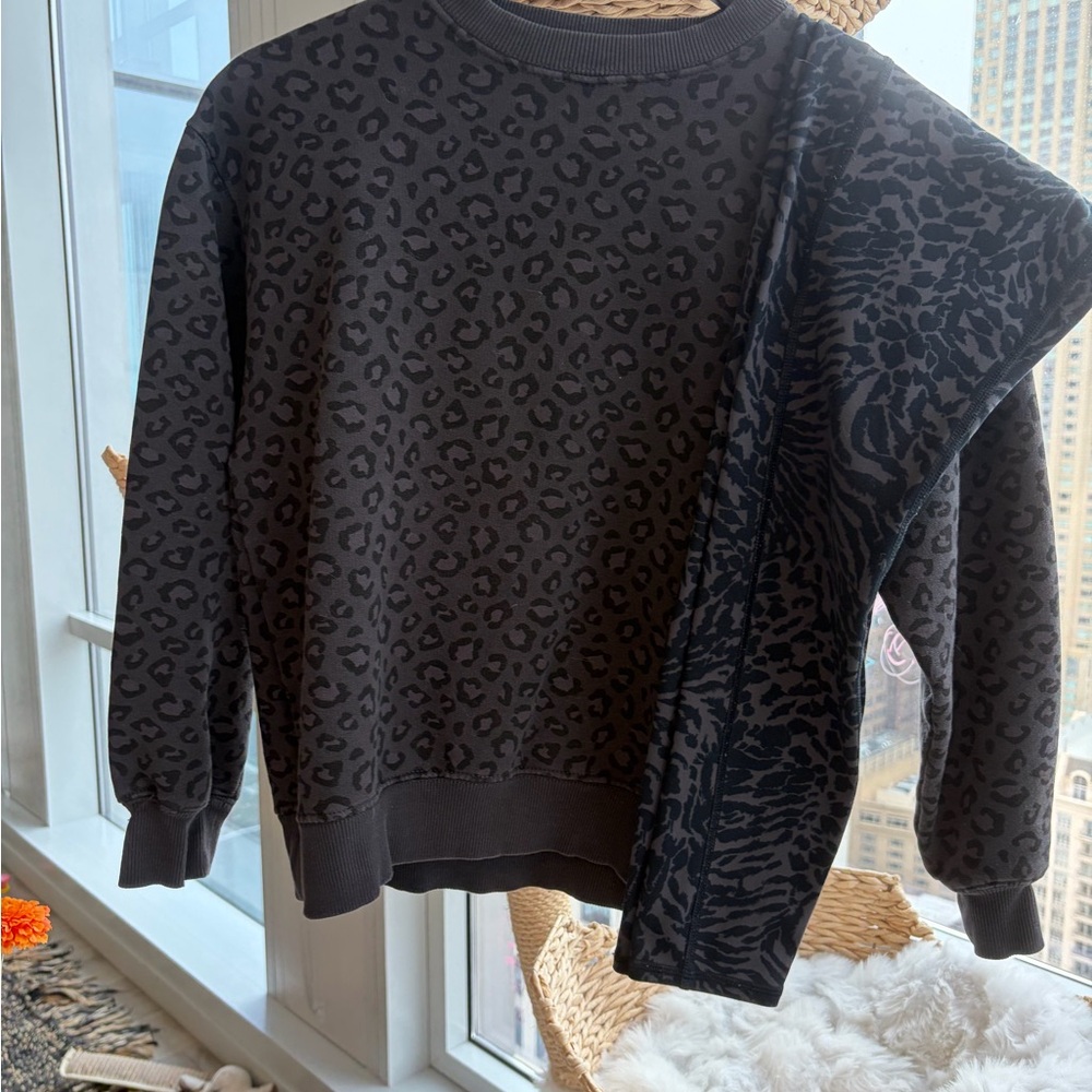 Girl’s Leopard-Print Crewneck Sweater